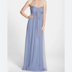 AMSALE Women’s Light Blue Drape Front Convertible Halter Strapless Formal Dress